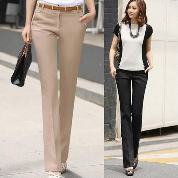 Women's Fashion Office Lady Slim Western-style Trousers Casual Pants Pencil  Formal Office Pants Solid Color Mid Waist Slim Fit Straight Trousers Ladies Business  Casual Pencil Pants | Wish